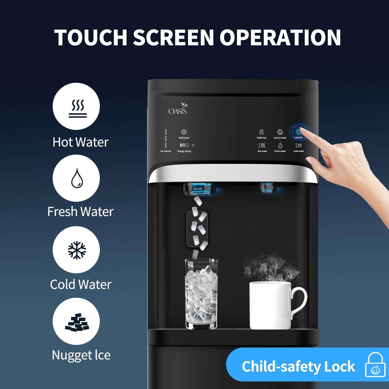 OASIS IceWave 4-in-1 Bottom Load Water Dispenser (Ice Maker/ Cold/ Ambient/ Hot)